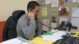 FEPS program worker provides counselling over the phone