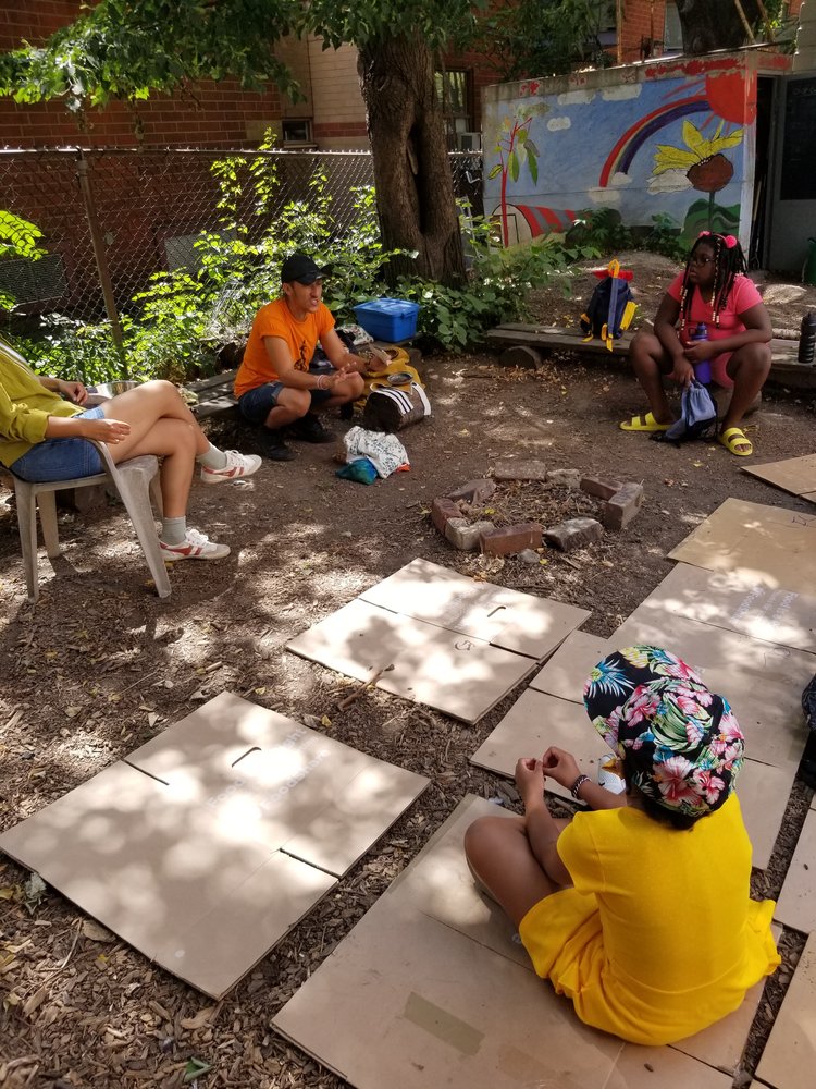 People sitting in a garden
