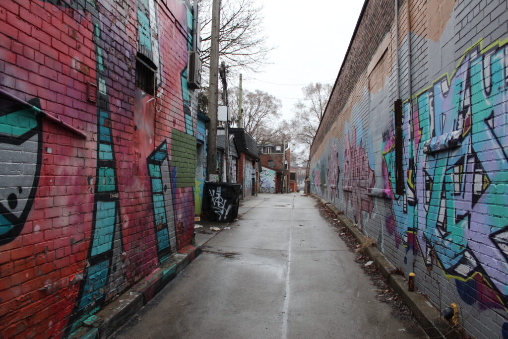 City alley with graffiti