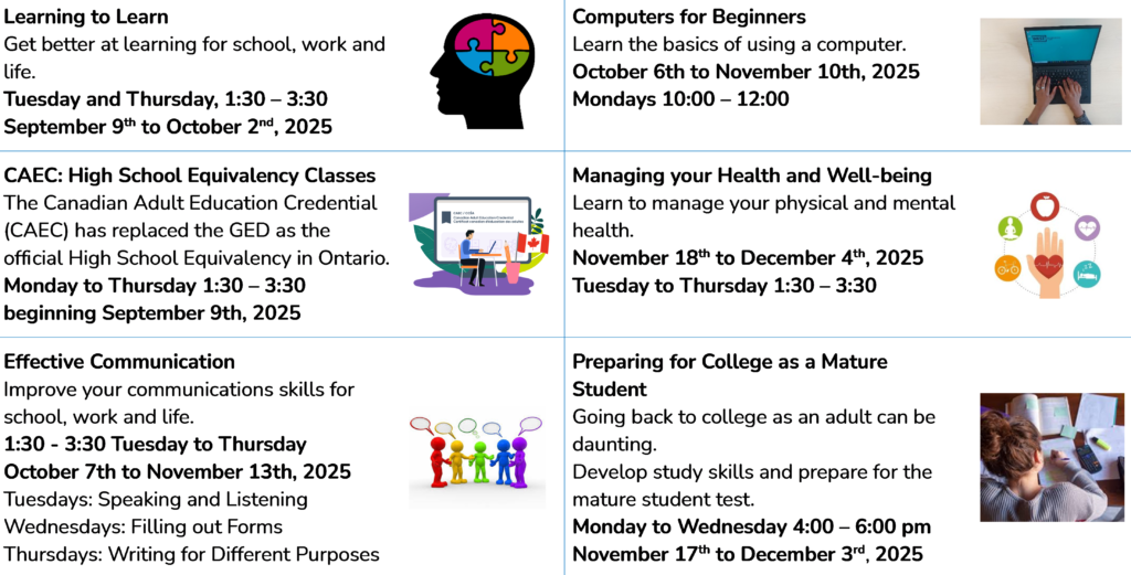 Fall 2025 - Schedule. All information is repeated below. 