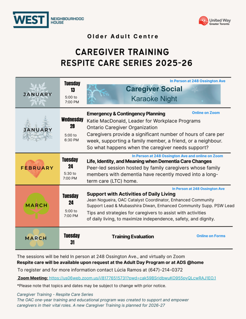 Caregiver Training Respite Care Series 2025-26